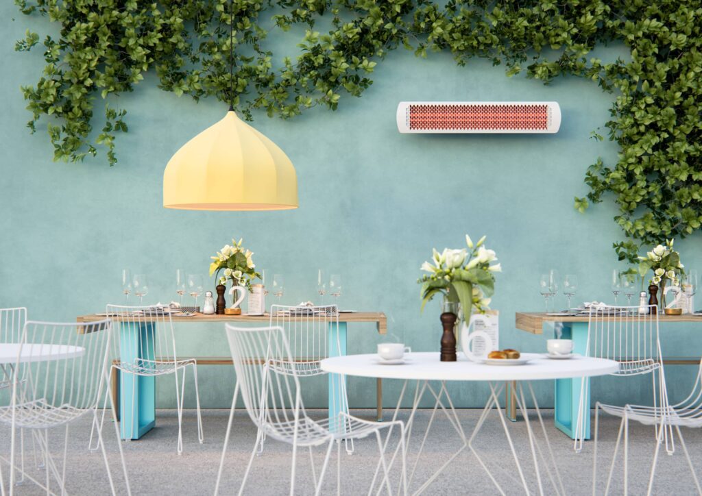 Radiateur d’extérieur électrique en blanc monté au mur