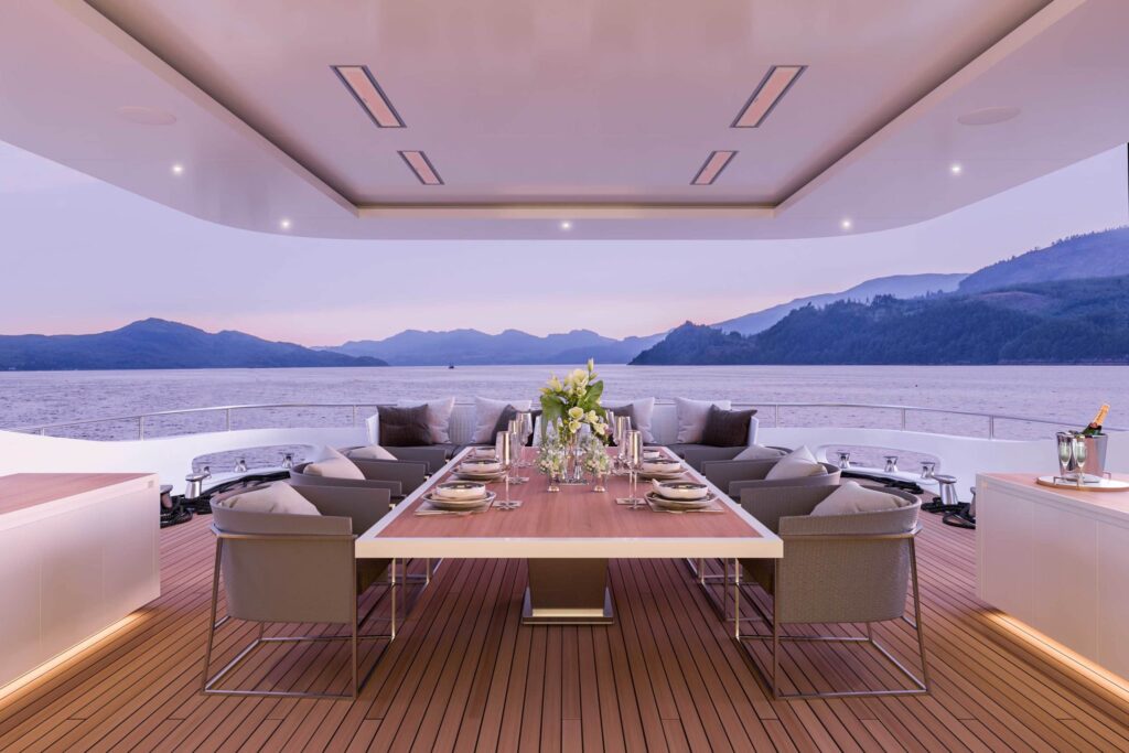 Superyacht Deck Berg Hintergrund